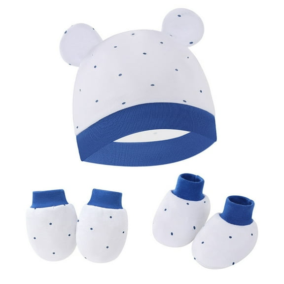 Newborn Hats and Mittens Set Infant Baby Beanie Caps Hospital Hat Set Newborn Gloves Socks for Baby Boys Girls 0-6 Months