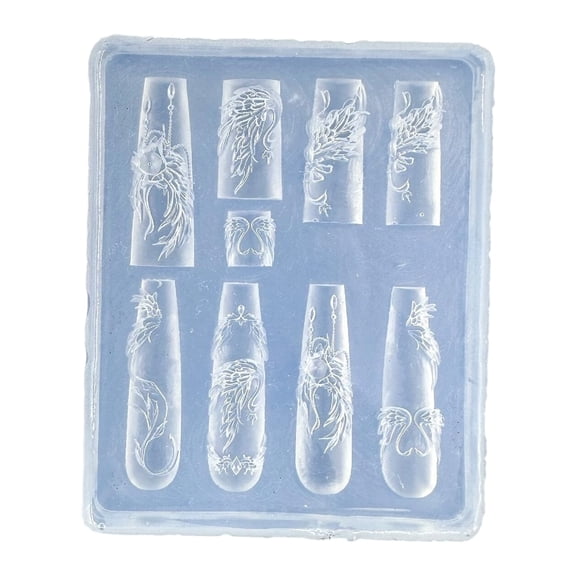 Reusable Silicone Nails Molds With Floral Bowknot Designs For Nails Art Decorations And Crafting Accessories