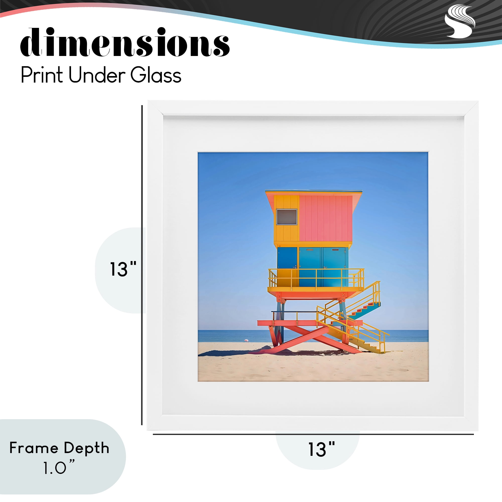 Stupell Industries Deco Lifeguard Tower on Beach White Framed Print Under Glass, design by Creative Studio