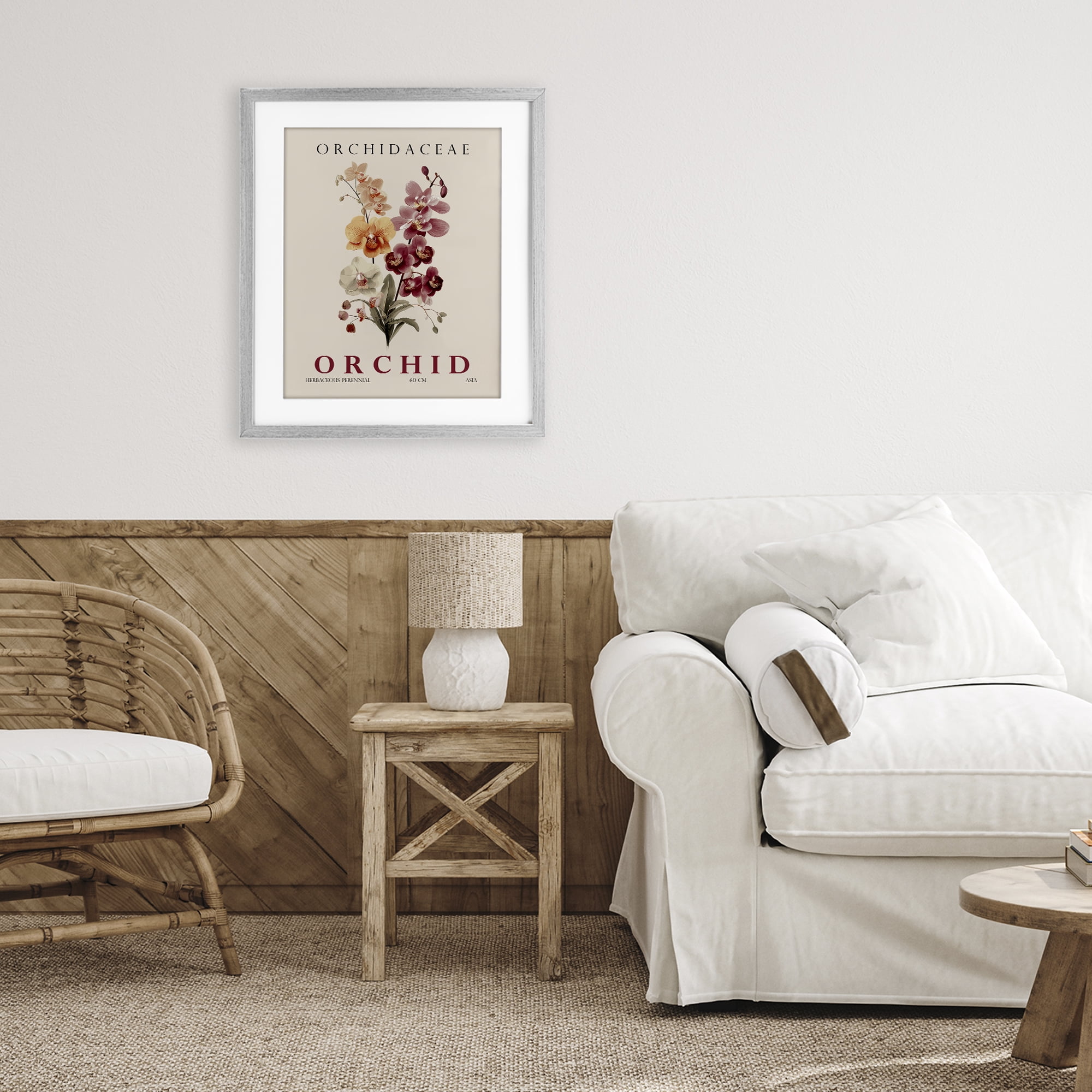 Stupell Industries Natural Orchid Bundle Gray Framed Print Under Glass, design by Christopher Giampietro