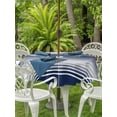 thumbnail image 2 of Outdoor Tablecloth with Umbrella Hole & Zipper, Navy Blue Striped Round Tablecloth 60 Inch, Modern Farmhouse Striped Minimalist Patio Table Cover Waterproof Table Cloth for Picnic/Party, 2 of 7