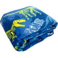thumbnail image 3 of Serafina Home Velvety Soft Dinosaur Fleece Throw Blanket: Navy Blue Yellow Green Orange Variety of Dino Fossils Roar for Kids or Adults, Travel Wrap Comfort or Room Decor Accent 50" x 60", 3 of 7