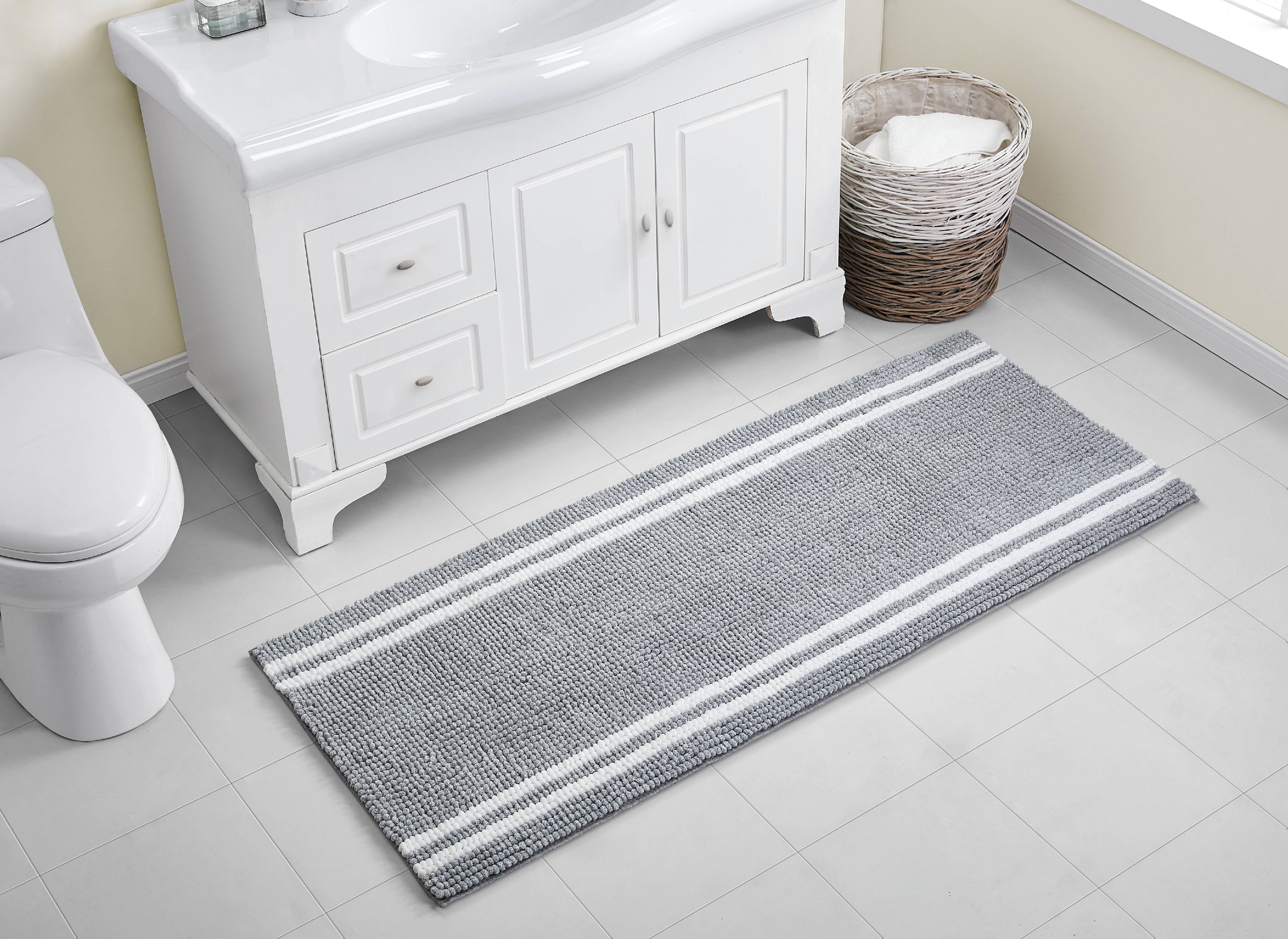 VCNY Home Hotel Stripe Noodle Bath Runner, 24 x 60, Grey/White