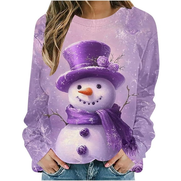 Winter Saving Talove Long Sleeve Shirts for Women Graphic Printed Sweatshirt Women Fall Clothes Pullover Tunic Tops Womens Tops Casual Plus Size Christmas Shirts