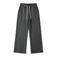 thumbnail image 3 of LRen Uniform Pants for Girls Wide Leg High Waisted with Pocket School Uniform Trousers Back To School Clothes for Teen Girls,GY1,7-8 Years, 3 of 7