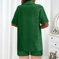 thumbnail image 4 of Kezqiaxn Matching Set Summer Fashion Short Sleeve Button Up Shirts and Drawstring Shorts with Pockets Womens Outfits, 4 of 7