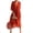 Orange, variant on Women's Flowy Tie Front Midi Dress with Flutter Sleeves for Everyday Wear Plus Size 100% Polyester Silky Feel