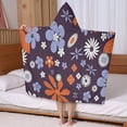 thumbnail image 5 of Darkpurple Daisy Flower Orange Petals Pattern Hooded Bath Towel，50"x30" for Ages 3 To 12 Kids, Quick Dry Lightweight Soft Microfiber Hood Beach Towel Cover Up for Kids, 5 of 7