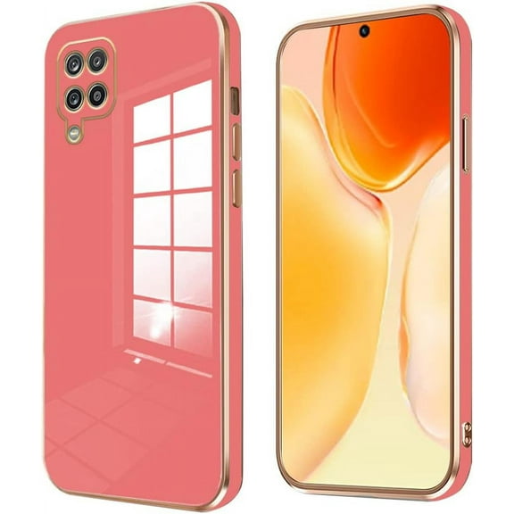 Compatible with Samsung Galaxy A42 5G Case for Women Men, Ultra Thin Galaxy A42 Phone Case Silicone Cute Shockproof Plating Electroplate Soft Cases Cover (Camellia Red)
