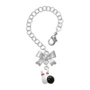 Delight Jewelry Silvertone Bowling Pins with Bowling Ball - Silvertone Bow Charm Accessory for Tumblers and Thermal Cups
