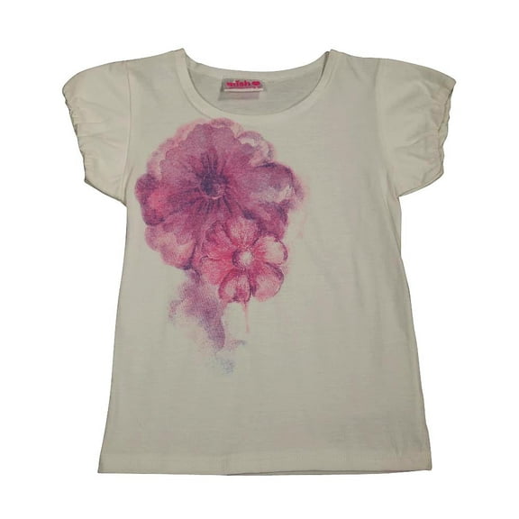 Mish - Little Girls' Short Sleeve Top 33539-4 (white flower)