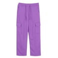 thumbnail image 7 of Staki Cargo Pants Kids Cargo Pants for Girls Parachute Baggy Joggers Elastic Waist Wide Leg Hip Hop Dance Outfits(Purple,8-9 Years), 7 of 7