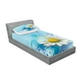 thumbnail image 2 of Ambesonne Floral Fitted Sheet & Pillow Sham Set, Painting Effect Daisy, Twinxl, White Blue, 2 of 2