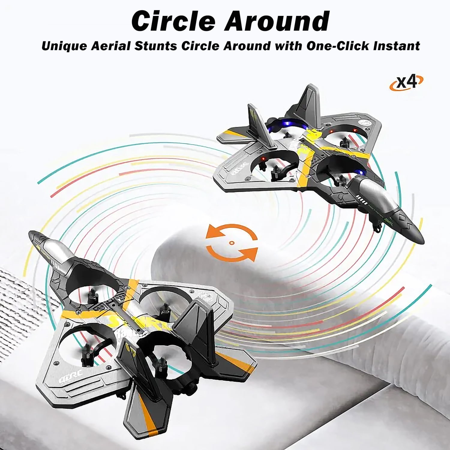 Kivdit RC Plane,2.4GHz Gravity Sensing RC Airplane with LED Lights,Four-Motors Remote Control Airplane for Beginners Kids Adults