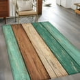 thumbnail image 3 of Farmhouse Teal Brown Area Rug 3x5 Washable Rug Non Slip Vintage Wooden Striped Large Area Rug Indoor Floor Carpet for Entryway Bedroom Kitchen Living Room Home Office Dining Room Nursery, 3 of 7