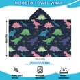 thumbnail image 2 of Neon Outline Dinosaurs Vibrant Hooded Bath Towel，60"x35" for Ages 3 To 12 Kids, Quick Dry Lightweight Soft Microfiber Hood Beach Towel Cover Up for Kids, 2 of 7