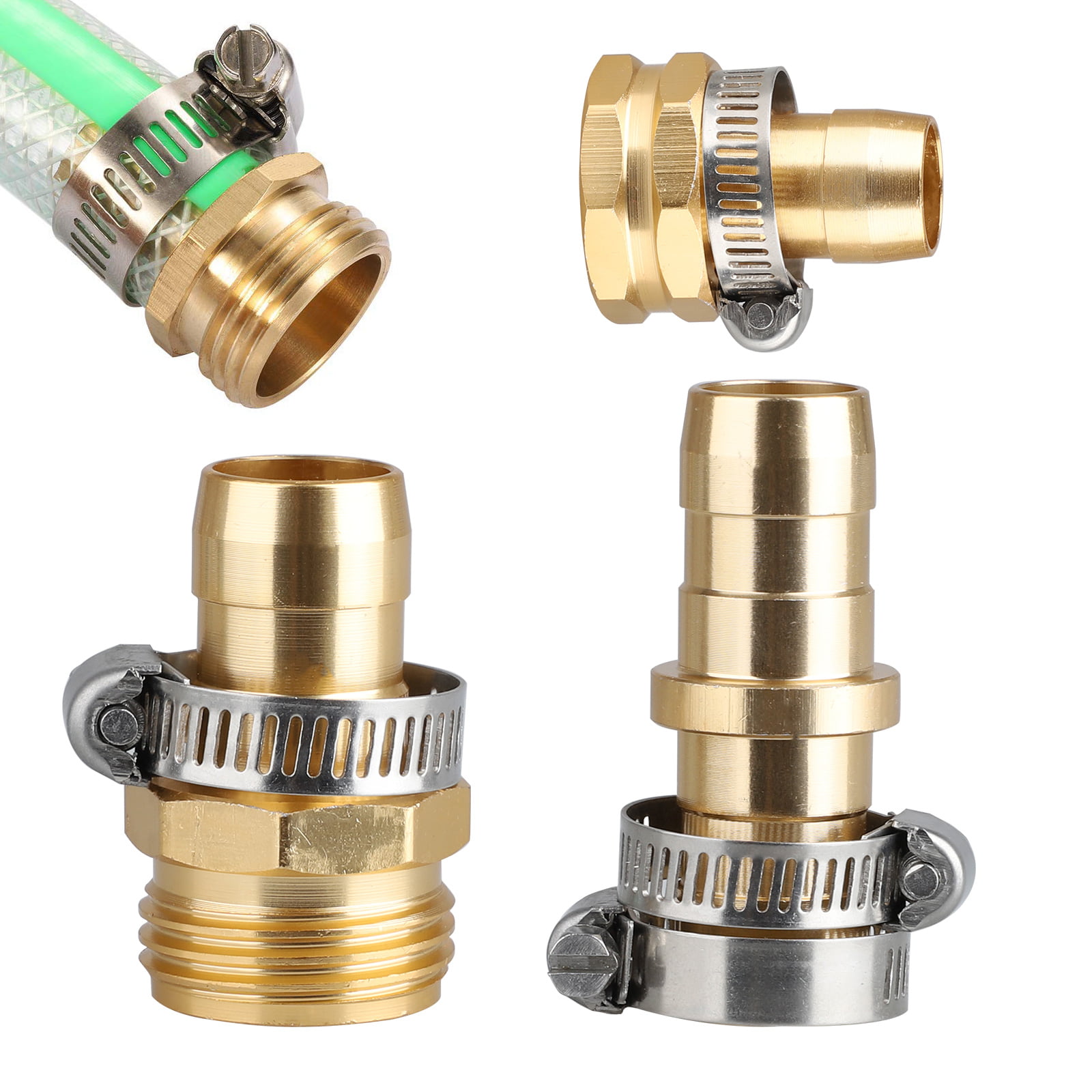 3pcs Garden Hose Adapter Fittings 5/8'' Brass Connector Replacement Parts 