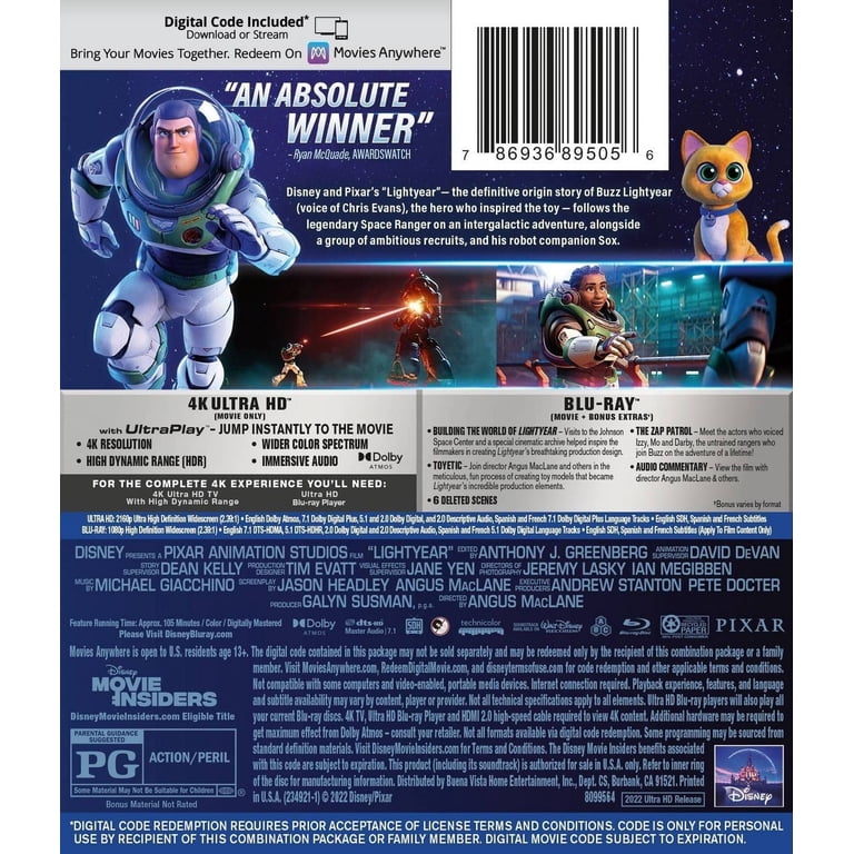 Disney Pixar's Lightyear: Buzz Origin Story 4K Ultra HD, Blu-ray