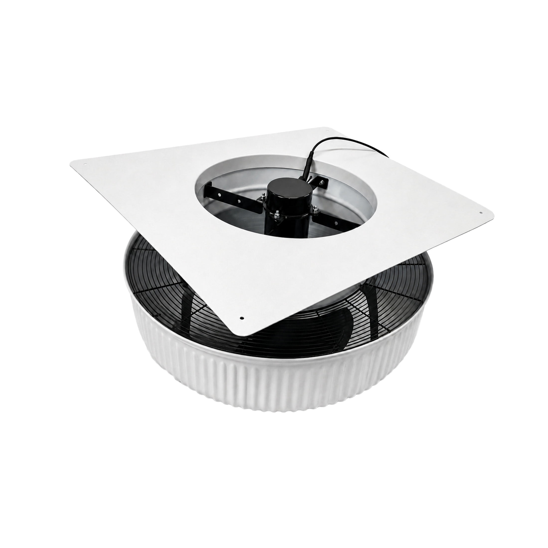 Noble House 12" Flush Mount Round Solar Roof Vent Fan, 30W Dual Power Attic Exhaust Fan for Attic Garage, White