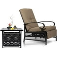 thumbnail image 4 of SUNCROWN Patio Recliner Outdoor Adjustable Lounge Chair and Patio Metal Side Table Umbrella Base Stand (Brown), 4 of 11