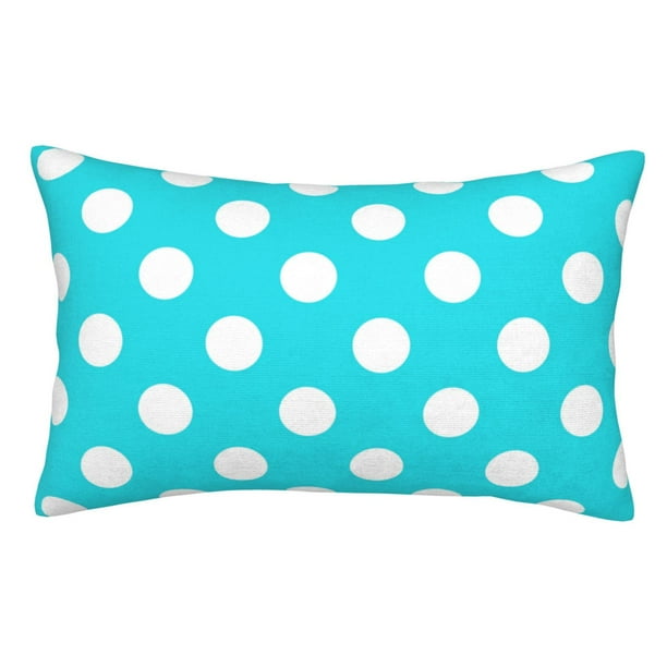 Fotbe Aqua And White Polka Dot Funda de Almohada Decorativa Estilo Occidental, Lujo en Algodón, Fundas para Almohadas King, Cojín Estampado para Decoración del Hogar-14"x20"