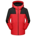 thumbnail image 5 of Women's Raincoats Lightweight Waterproof Windproof Windbreaker Rain Color Block Packable Outdoor Cargo Jackets Hooded with Pockets (Red,M), 5 of 5