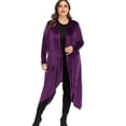 thumbnail image 6 of Plus Size Cardigan Lightweight Sweaters for Women Long Cardigan Duster Sweater Cover-up Black Purple Kimono Cardigan Thin Tops, 6 of 6