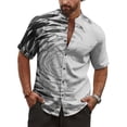 thumbnail image 7 of adaychics Hawaiian Shirt Men Sardine Graphic Beach Button Up Shirts Band Collar Casual Tropical Tops for Vacation, 7 of 7
