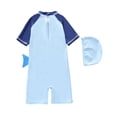 thumbnail image 2 of Bellafa Baby Boys Zipper Swimsuit Rash Guard Sets UPF 50+ One Piece Bathing Suit with Hat 1-7Y Toddler Beach Surf Swimwear, 2 of 7