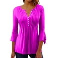 thumbnail image 2 of Sweet Home Farm 3/4 Sleeve T Shirts for Women Tops Summer Printed Top With Sleeves Blouse Short Shirt V Neck V Neck T Shirts for Women Purple, 2 of 5
