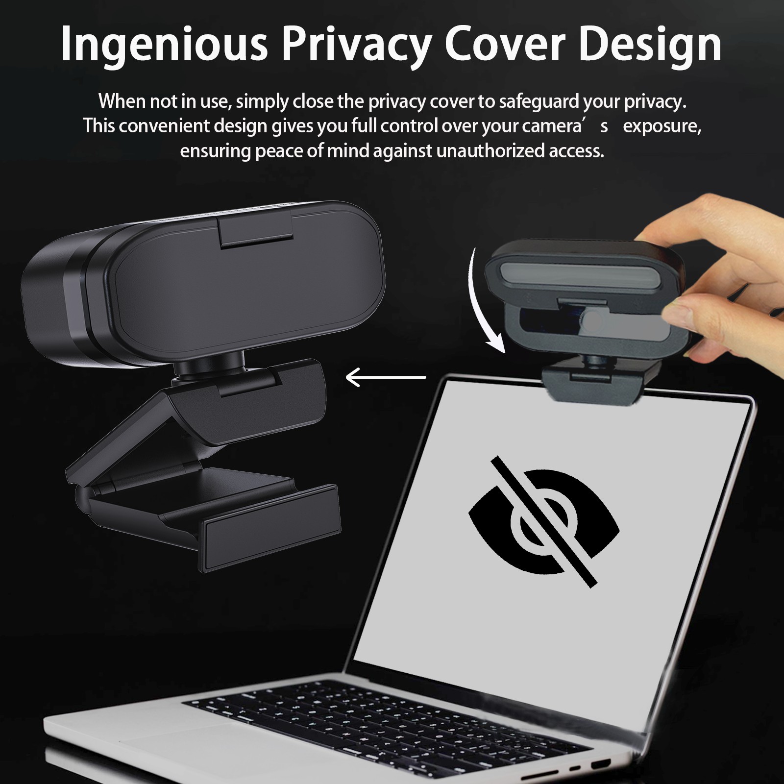 B09-4K 4K Webcam with Privacy Shutter & Fill Light, USB , 1.5M Cable & Type-C Adapter, Flexible Mount for Li