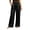 Black, variant on Plus Size Women's Satin Pants Ruffled Waistband Wide Leg Pants High and Elastic Waist Trousers with Pockets