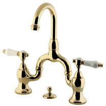 Kingston Brass KS7992BPL Bel-Air Bridge Bathroom Faucet with Brass Pop-up, Polished Brass