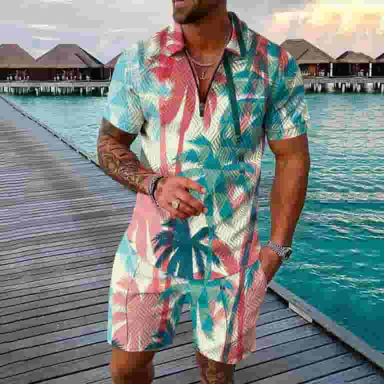 RATTOYY Cute Two Piece Outfits For Men Seaside Beach Holiday