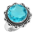thumbnail image 1 of 925 Sterling Silver Ring For Women - Teens Blue Quartz Gemstone Silver Ring Size 9 December Birthstone Boho Silver Ring Size 9 Valentine's Day Gift For Ladies 925 Silver Gemstone Jewelry, 1 of 5
