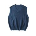 thumbnail image 3 of Chaleco sin mangas para hombre, chaleco azul, suéter de punto, cuello en V, rojo, grueso, de invierno, réplica de alta calidad, estilo callejero feo, 3 of 5