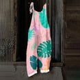 thumbnail image 6 of Iaqnaocc Hawaiian Tropic Womens Jumpsuit Summer Plus Size Boho Beach Vacation Rompers for Women Sleeveless Maple Leaf Print Jumpsuits Rompers Loose Fit Spaghetti Strap Womens Overalls Pink M, 6 of 6
