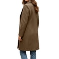 thumbnail image 4 of SHENGXINY Women's Mid Length Notched Lapel Pea Coat Single Breasted Trench Coat Texture Fall Winter Warm Overcoat Clothes Bronze 2XL, 4 of 8
