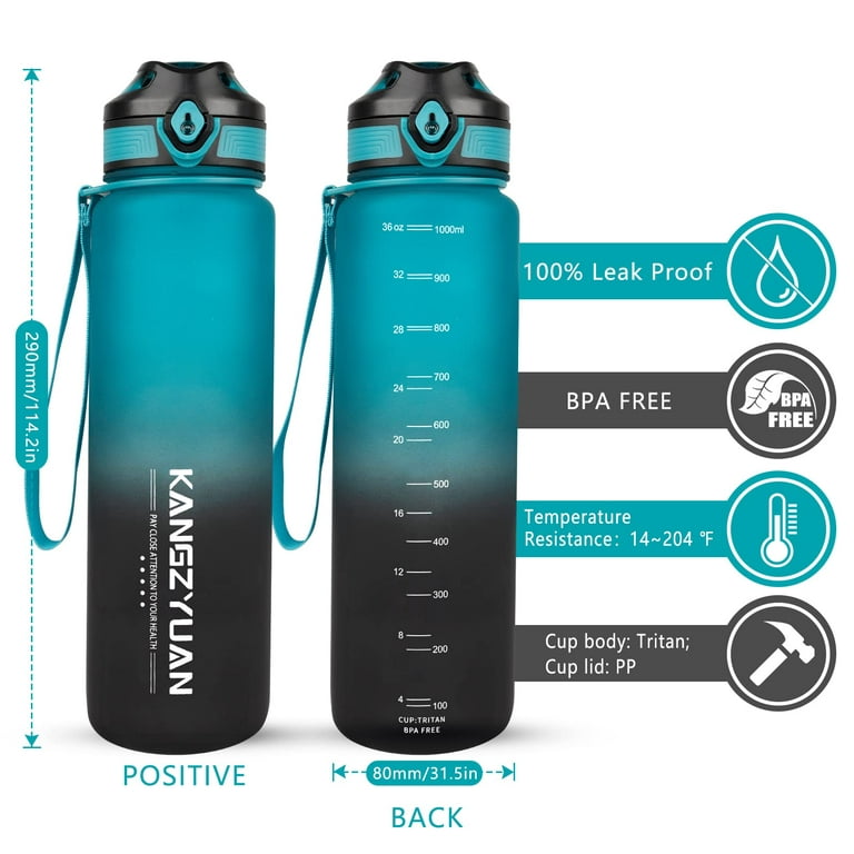 1000ml Blue Large Capacity Outdoor Sports Water Bottle, Plastic Material,  Shockproof, Leakproof, Heat Resistant, Simple Style, Suitable For Boys & Men  In Summer