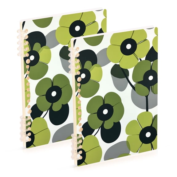 FORMRS 1-Subject Spiral Notebook 8" x 5" College Ruled 60 Refillable Sheet A5 Hard Cover, 2 Pack, Gray Floral