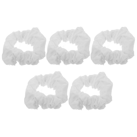 HOOWIFFY 5-Pack Cotton Tie-Dye Hair Scrunchies, Soft Stretchy Elastic Hair Bands for Ponytails, Braids, and Various Hairstyles, White