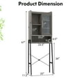 thumbnail image 2 of Gymax Over The Toilet Storage Cabinet Bathroom Space Saver with Sliding Door Grey, 2 of 10
