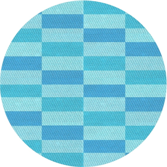 Ahgly Company Indoor Round Patterned Deep Sky Blue Area Rugs, 4' Round