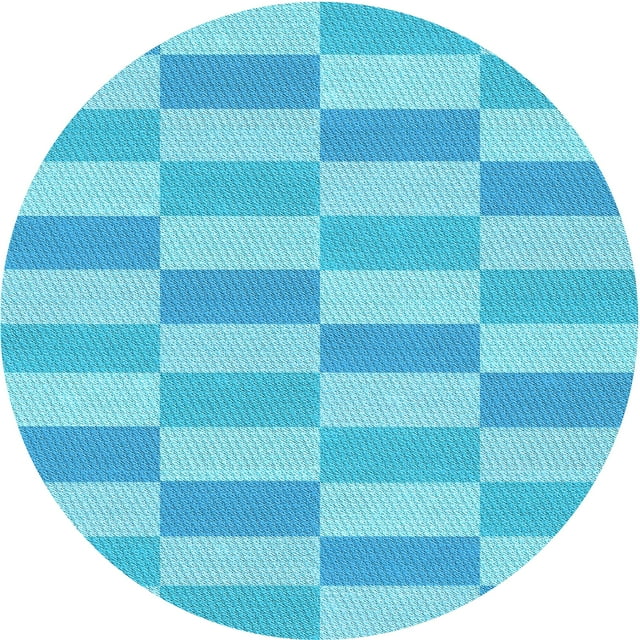 Ahgly Tapis Rond Lavable en Machine Intérieur Transitionnel Bleu Ciel Profond, 8 Pieds Rond