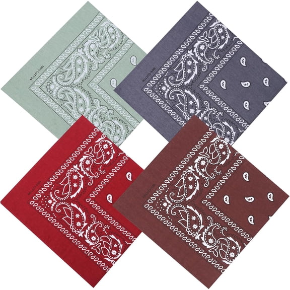 WEIFEI-100% Cotton 27" x 27" Large Bandanas for Men & Women, Multi-Purpose Bandana Headbands, Square Head Scarf