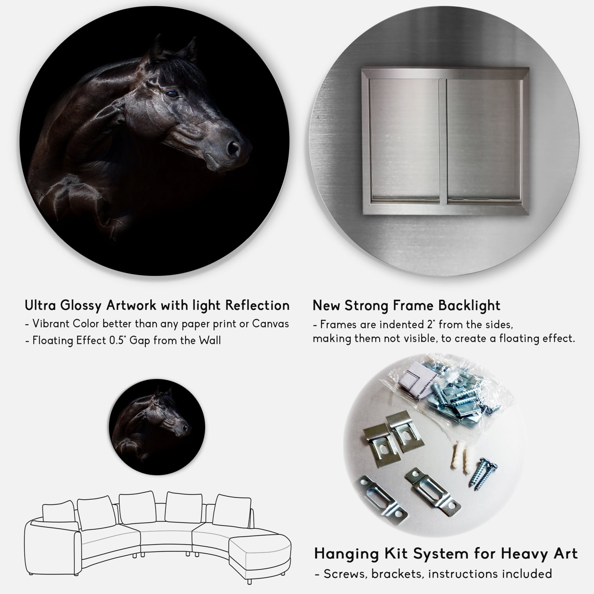 Designart 'Silhouette Of Horse and Woman' Farmhouse Circle Metal Wall Art 11x11 - Disc of 11