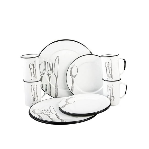 Vajilla Tradicional Cinsa de Peltre Blanco 12 Piezas