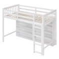 thumbnail image 6 of Gzxs Twin Size Wooden Loft Bed with Full-Length Guardrail and Built-in Ladder, 4-Tier Open Bookcase Storage Shelf, White, 6 of 8