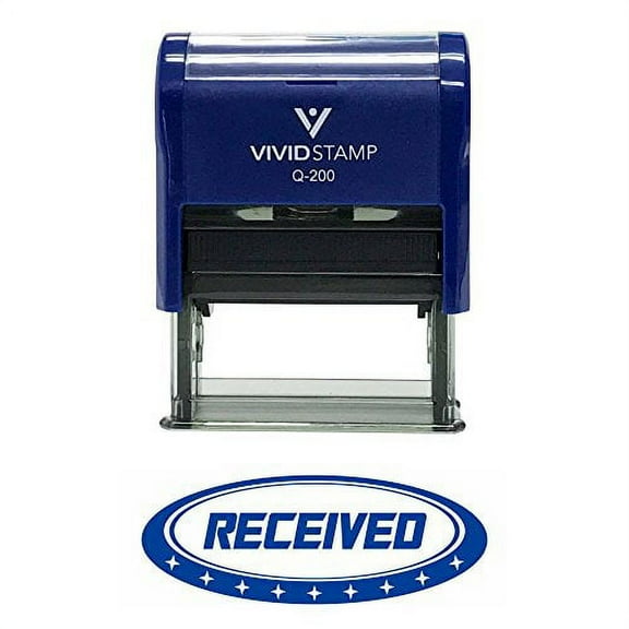 Vivid Stamp Received Designer Office Self-Inking Office Rubber Stamp (Blue) - M