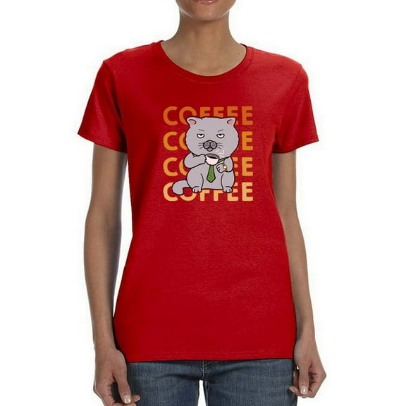 Kitty Coffee T-Shirt Women -GoatDeals Designs, Female 5X-Large